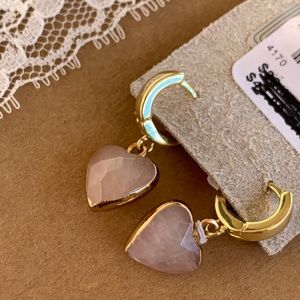 Anthropologie pink heart earrings, new with tags